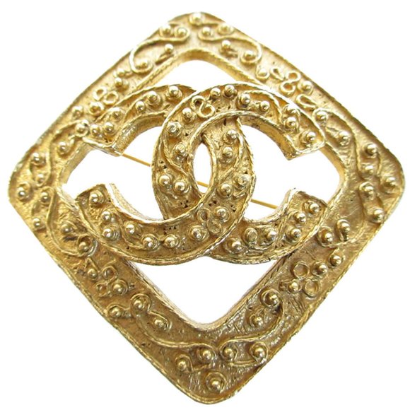 CHANEL Brooch Coco Mark Metal Gold Women's s0445a - Picture 1 of 5
